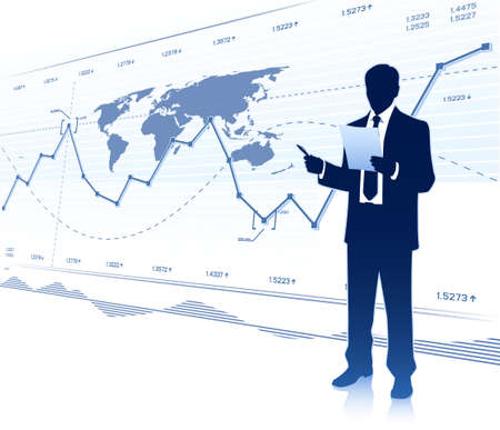 Businessman works with documentのイラスト素材