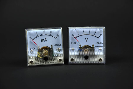 two analog current and voltage meters