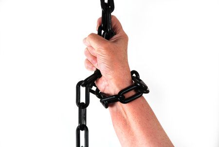 stock pictures of the arm of a person chainedの写真素材