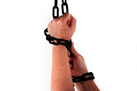stock pictures of the arm of a person chainedの写真素材