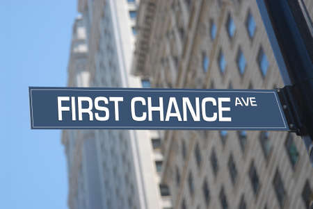 First chance Avenue road signの写真素材