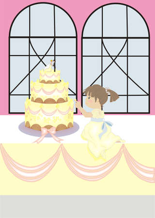 tasting wedding cakeのイラスト素材