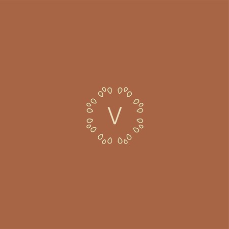 V initial letter with Abstract logos style, linear droplets of geometric shapes. Mineral oil, environment and natural resourcesのイラスト素材