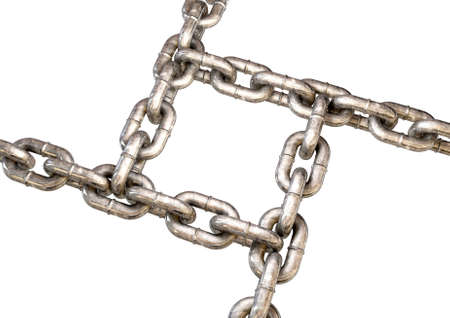 Four metal chains interlinked with each other on an isolated backgroundの写真素材