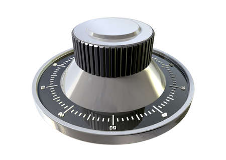 A regular metal safe combination dial on an isolated backgroundの写真素材