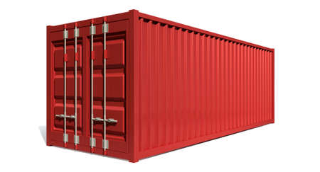 A render of a red shipping container on an isolated white background
