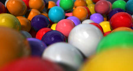 An extreme closeup of a group of gumballs ith a shallow depth of field