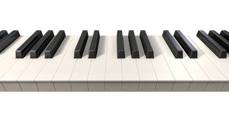 A full set of regular piano keys on an isolated white background 