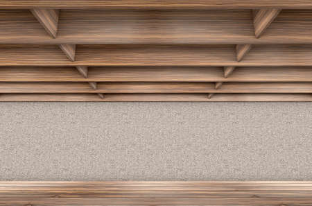 A direct top view of a row of an empty bookshelf in a carpeted aisleの写真素材