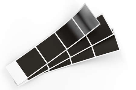 A 3D render of a strip of blank photos from an instant photobooth on an isolated white studio...