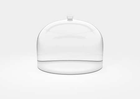 An empty dome shaped glass display cover on an isolated white studio background - 3D Renderの写真素材
