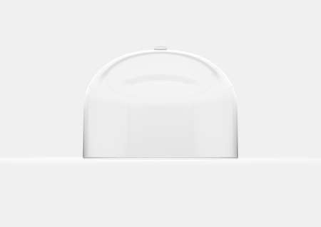 An empty dome shaped glass display cover on an isolated white studio background - 3D Renderの写真素材