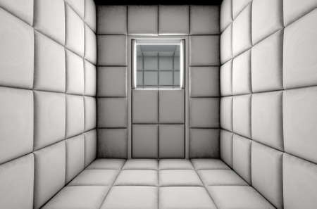 An empty white padded cell in a mental hospital - 3D renderの写真素材