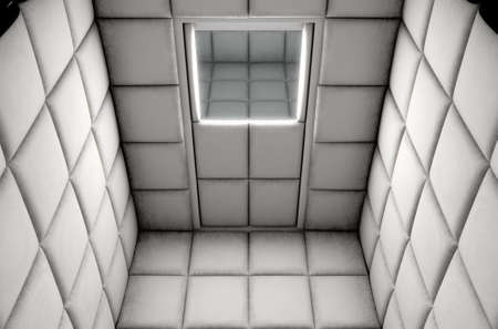 An empty white padded cell in a mental hospital - 3D renderの写真素材