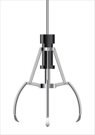 A vector illustration of the mechanical claw of an arcade grabber game on an isolated white backgroundのイラスト素材