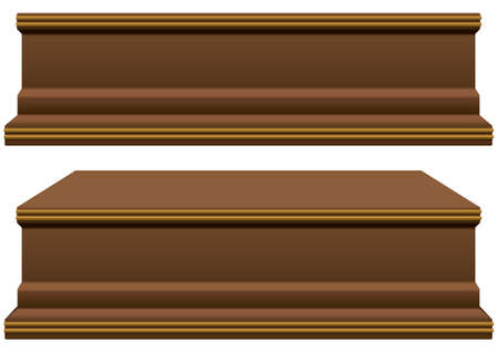 A vector illustration of an empty wood and brass trophy base on an isolated white studio backgroundのイラスト素材