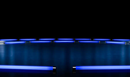 An array of randowm musical notes floating in the air on a dark background - 3D renderの写真素材