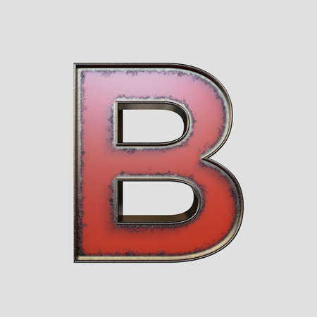 A concept vintage marquee signage B letter made of worn metal on an isolated background - 3D renderの写真素材