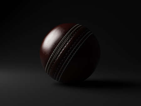 A regular red cricket ball with white stitching on an isolated background - 3D renderの写真素材