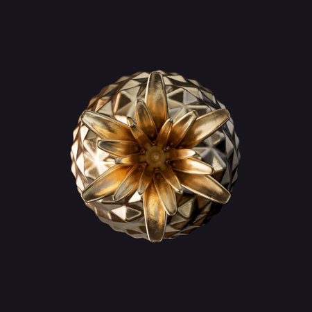 A single pineapple made from solid gold on an isolated background - 3D renderの写真素材