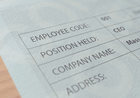 A concept showing the employee details section of a typical employment paycheck slip  - 3D render