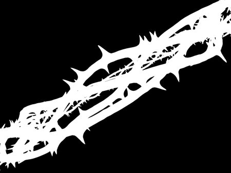 Silhouettes of branches of thorns woven into a crown shape depicting the crucifixion - 3D renderの写真素材