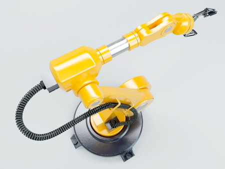 A robotic automation arm on an isolated white background - 3D renderの写真素材