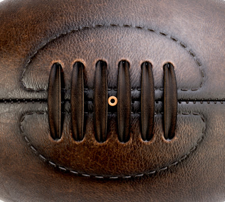 An old classic leather rugby ball with leather lacing - 3D renderの写真素材