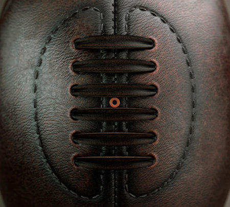 An old classic leather rugby ball with leather lacing - 3D renderの写真素材