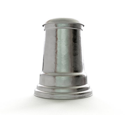 A vintage silver drinking tankard with a lid on an isolated white studio background - 3D renderの写真素材