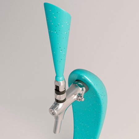 A concept curvy retro stye draught beer tap with steel fittings on an isolated white background - 3D renderの写真素材