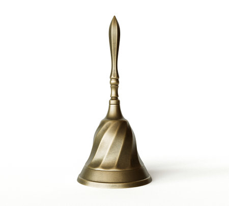 A small ornate antique service bell with a handle on an isolated white background - 3D renderの写真素材