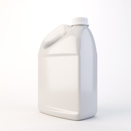 3D render of a generic white 3-litre commercial cleaning container with no label or branding, isolated on a clean background. Ideal for product mockups, packaging design, advertising, and ecommerce visuals.の写真素材
