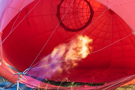 The balloon is filled with warm air. Flame.の写真素材