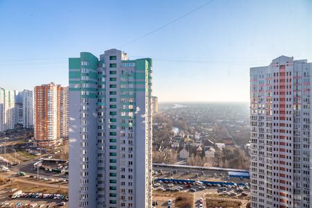 High-rise buildings in the sleeping area. Kiev, Ukraine.の写真素材