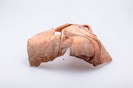 Archaeological excavations. The remains of ancient ancient clay jugs. Tripolie