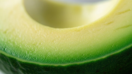 Close up of fresh ripe avocado with water drops on white background.の写真素材