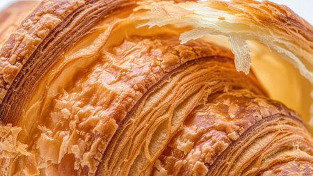 Fresh croissant on white background, close-up. French pastry.の写真素材