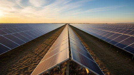 Photovoltaic panels for renewable electric production, Zaragoza Province, Aragon, Spain.