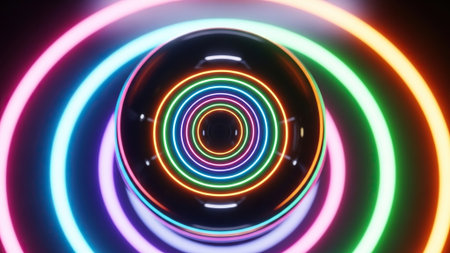 3d render, abstract background with neon lights, spiral tunnel.