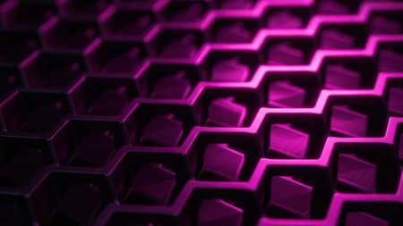 Purple hexagon background. 3d rendering, 3d illustration.