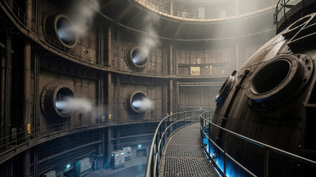 View of the interior of a museum of science and technology. 3d rendering