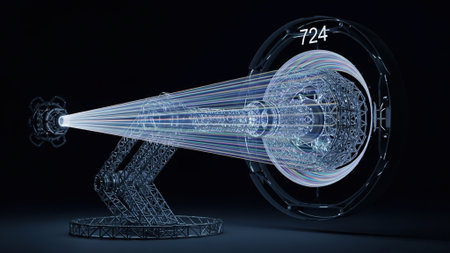 3D rendering of a futuristic science fiction object with glowing lines.