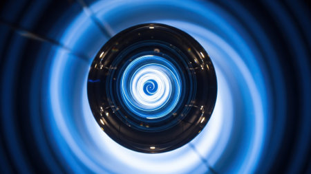 Circle light in the dark, abstract background. 3d renderingの写真素材