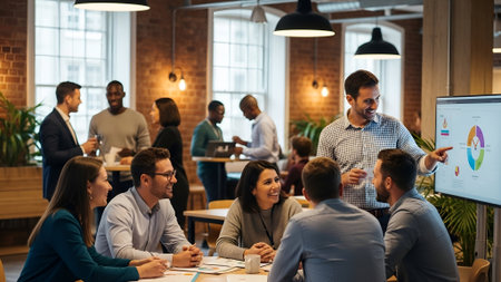 Group of business people in a meeting at office. Business people working and communicating together.