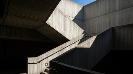 Modern architecture, detail of the facade of a modern building, urban backgroundの写真素材