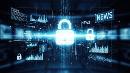 Cyber security and information technology concept on blurred background 3D rendering