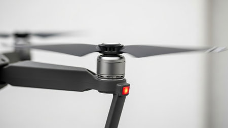 Drone quadcopter on a white background. Close-up.