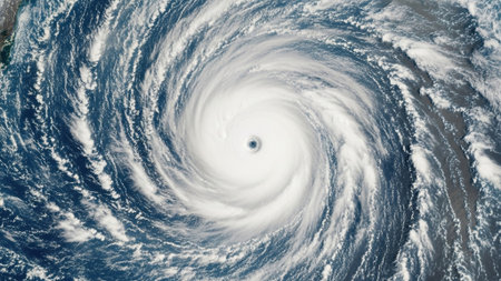Powerful Hurricane Spiral Seen from Satellite Viewの写真素材