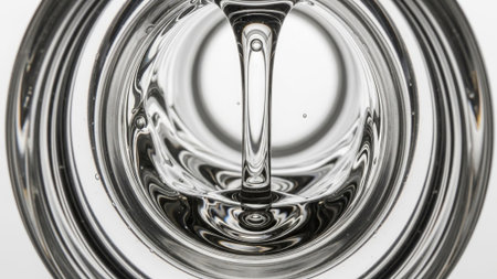 close up of water drop in a glass on white background with clipping pathの写真素材